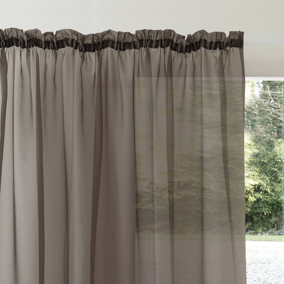 Panneau voile uni finition galon fronceur (gris) Panneau voile uni finition galon fronceur (gris)